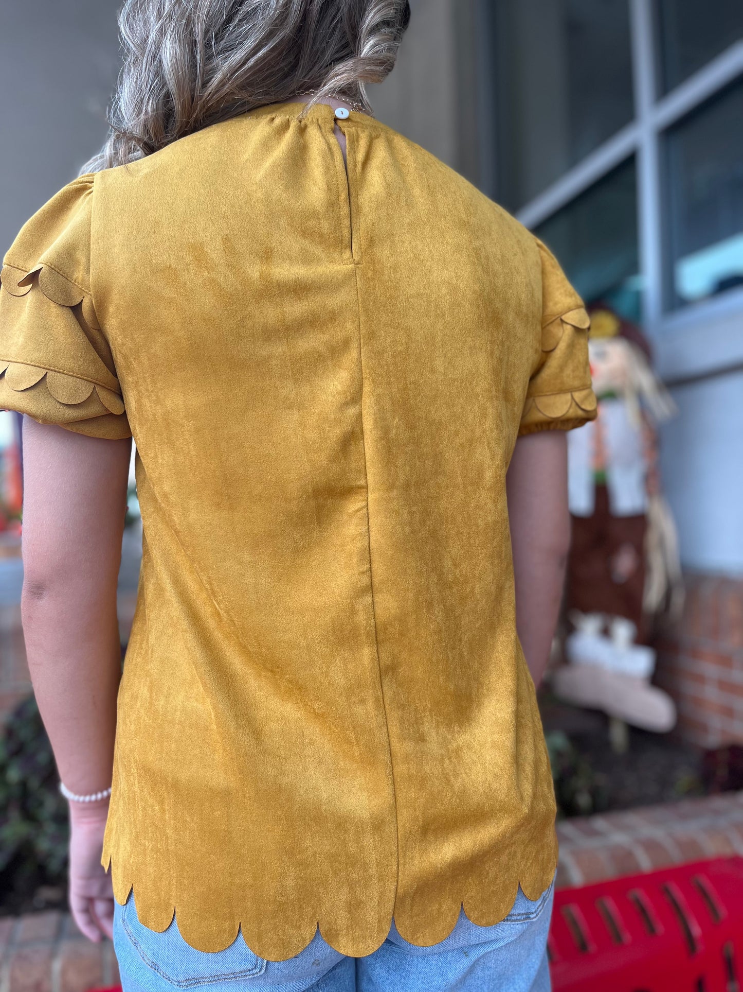 Add the Mustard Scallop Top