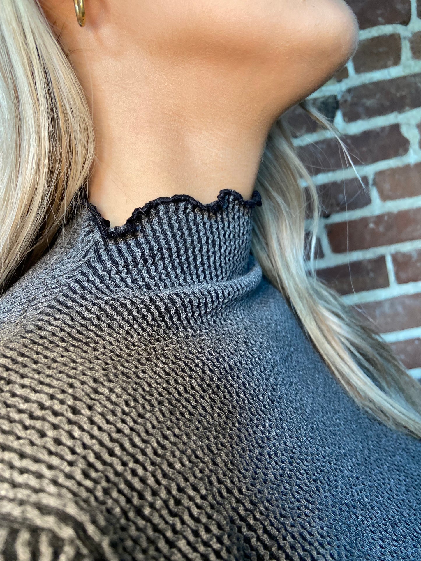 Blurred Line Mock Neck Top