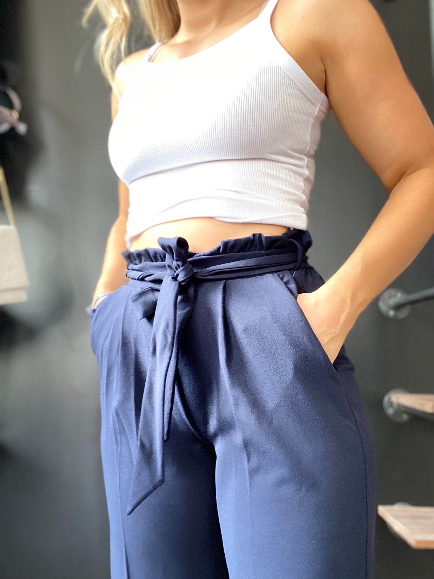 Put A Bow On It Navy Pants