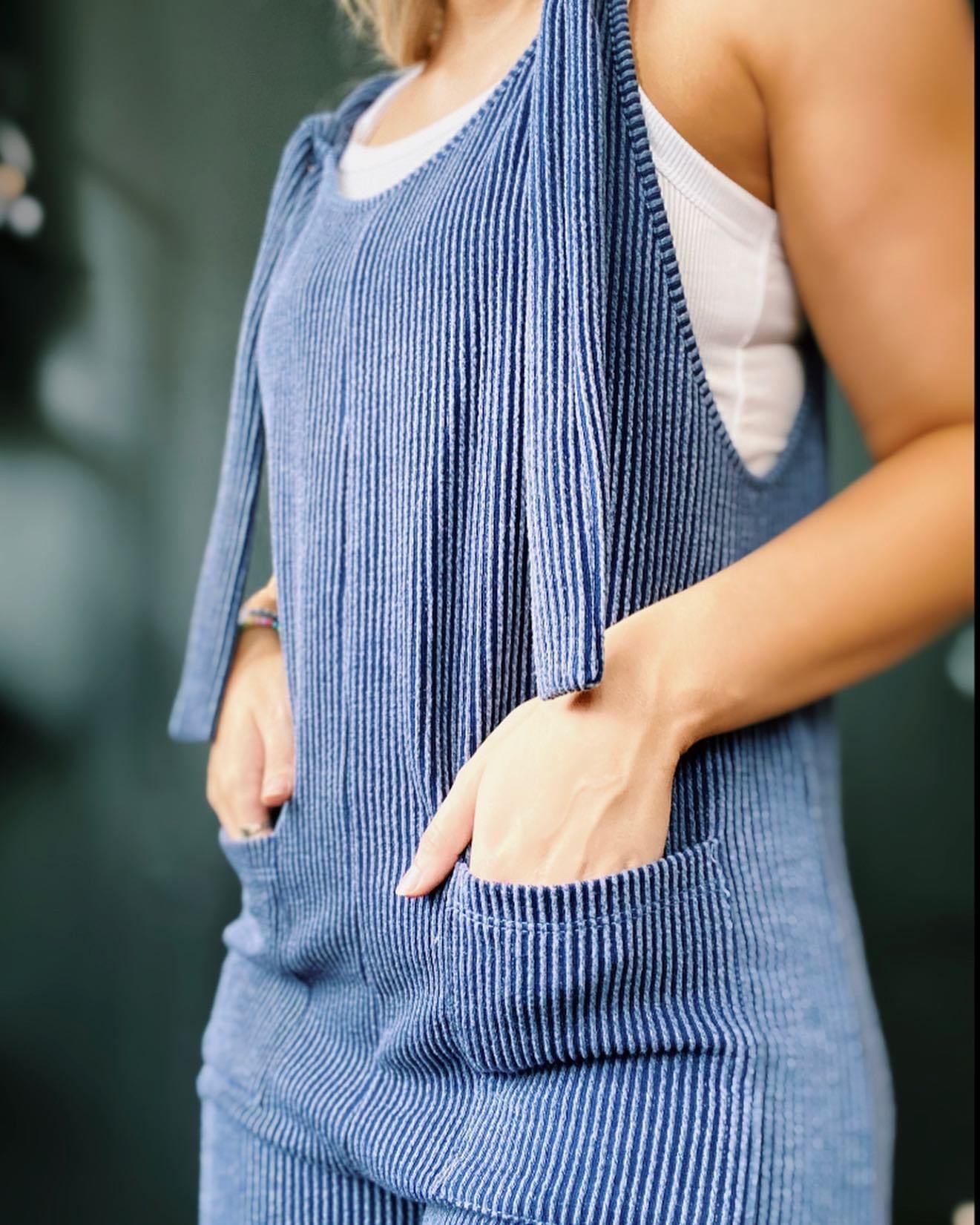 The Cobalt Ribbed Romper