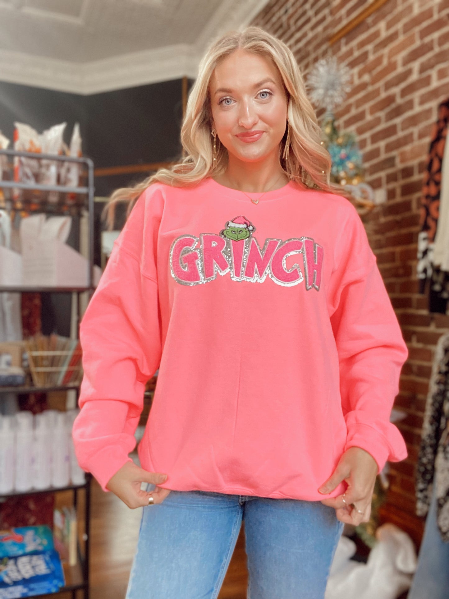 You’re a mean one pink sweatshirt