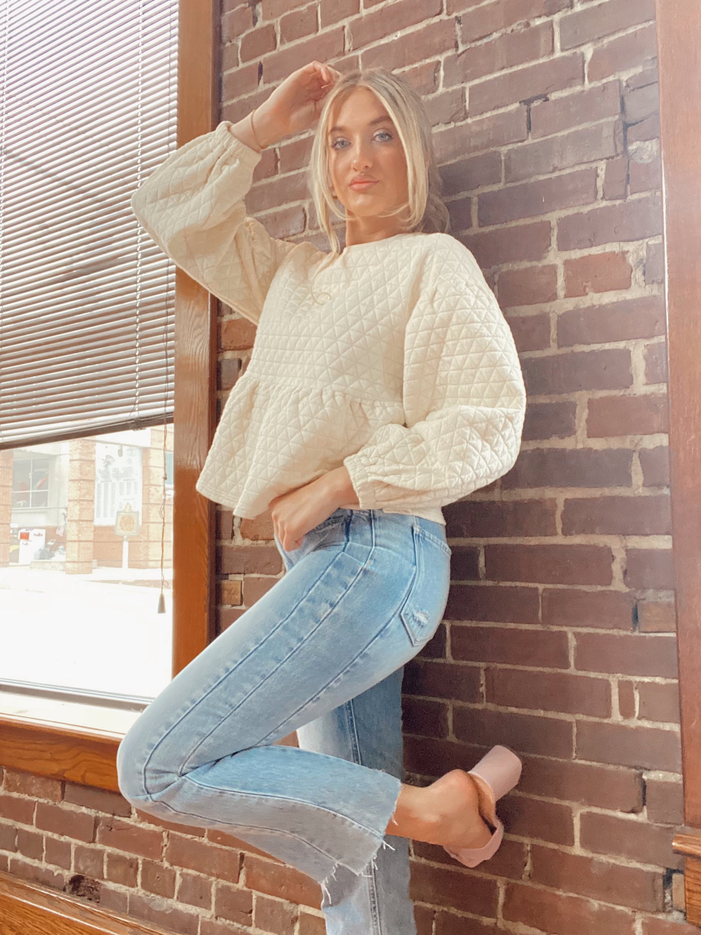 DOORBUSTER Quilted Peplum Top
