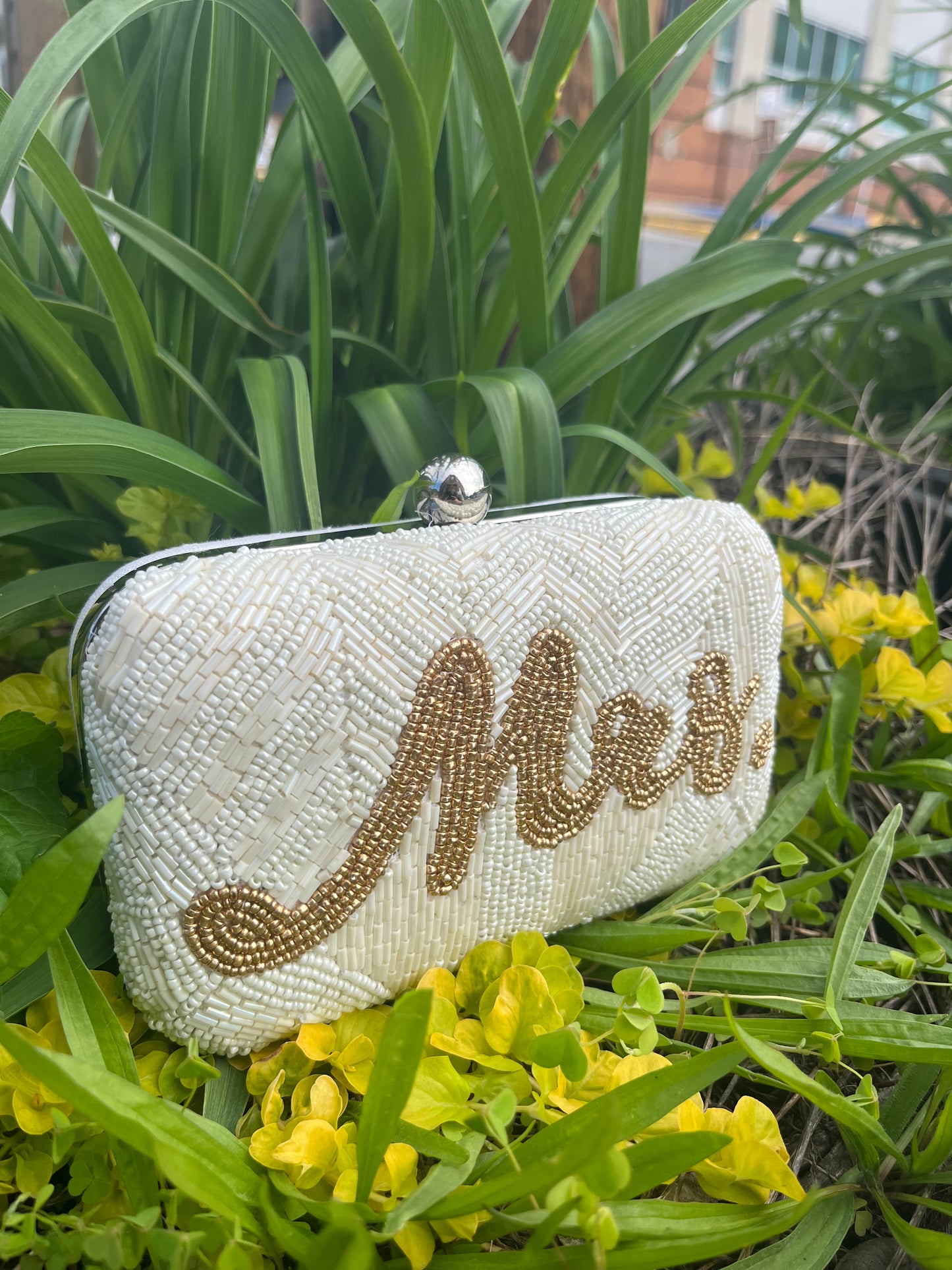 Beaded Bridal Crossbody Clutch