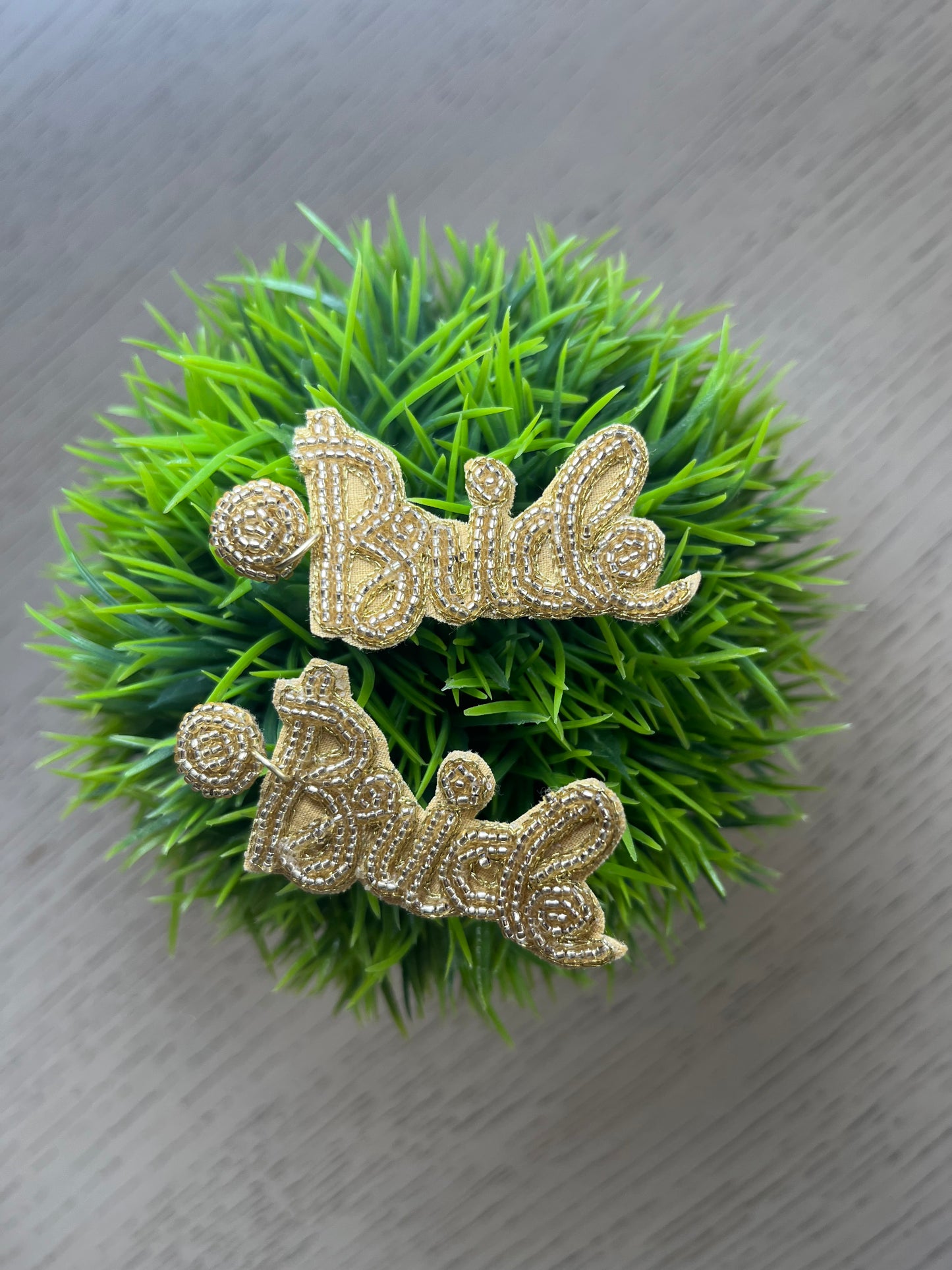 The Gold Cursive Bridal Earrings