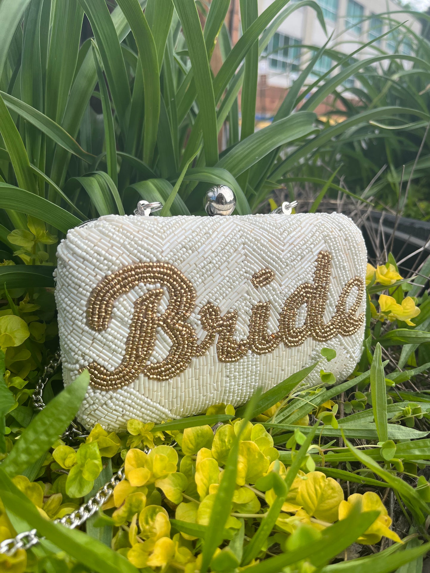 Beaded Bridal Crossbody Clutch