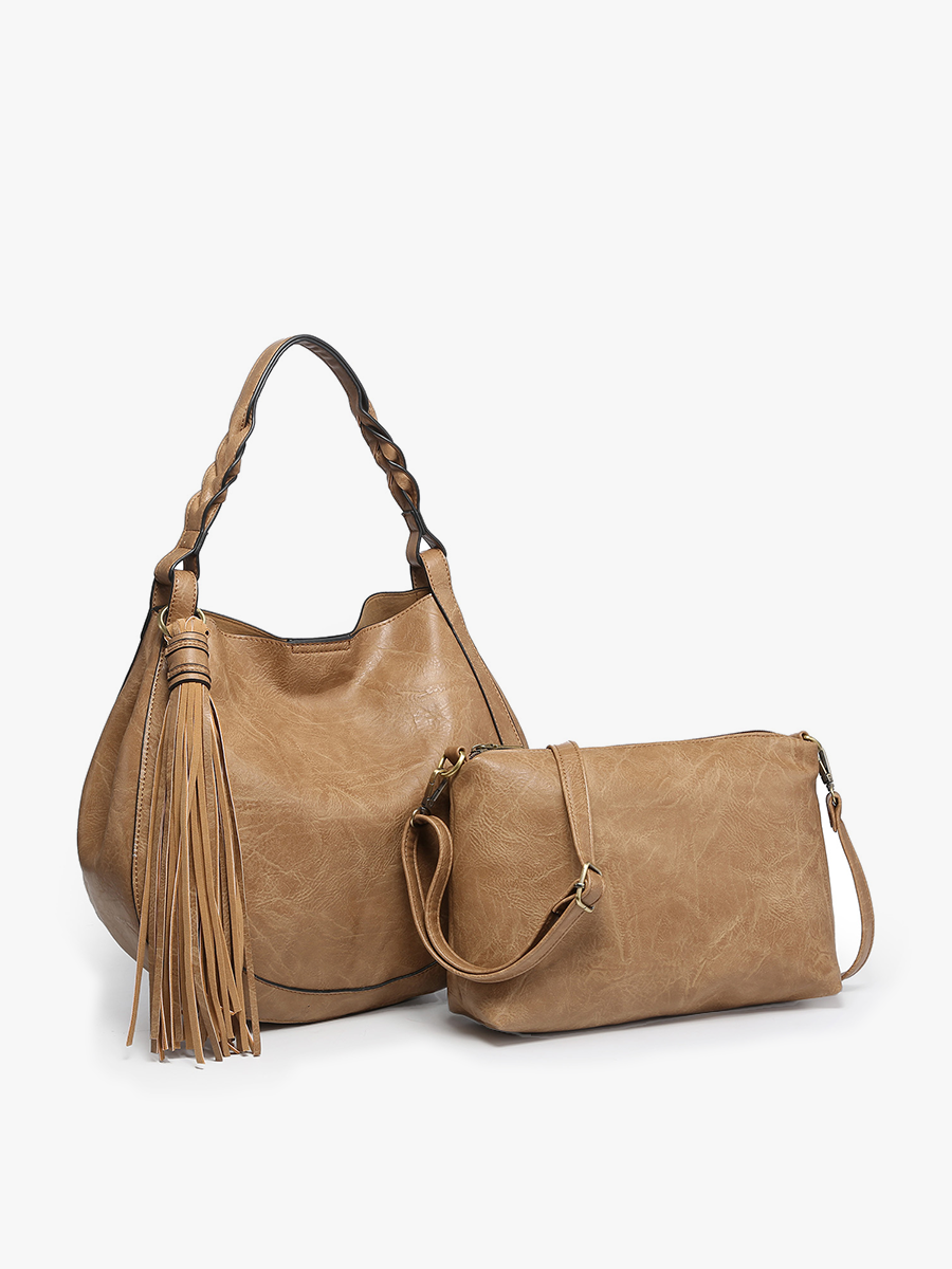 M2180 Eloise Large Tassel Hobo w/ Braided Handle