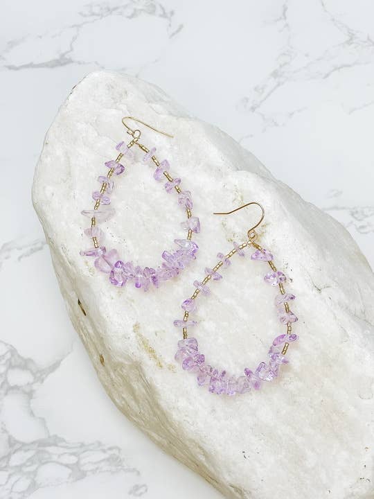 Oval Chip Beaded Earrings