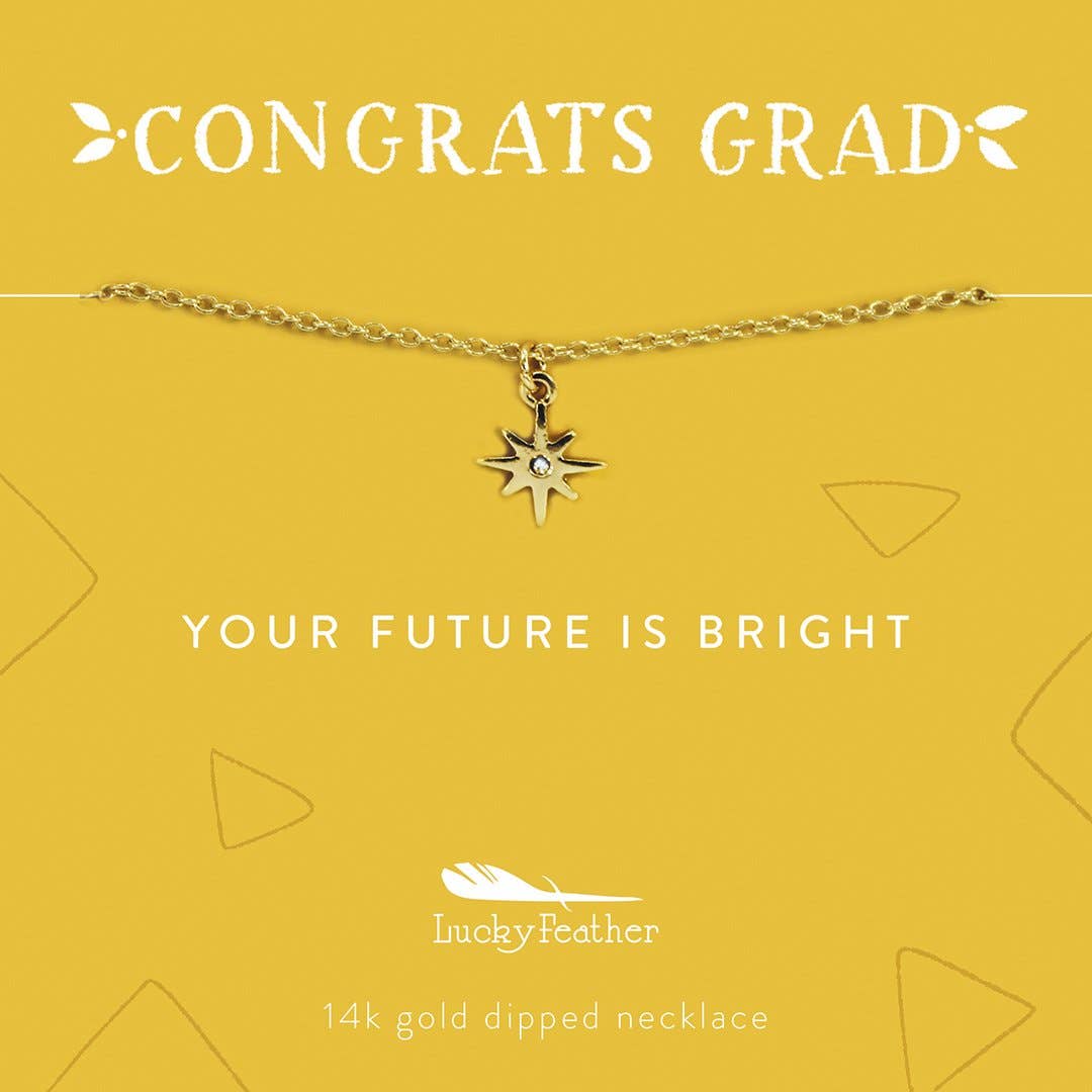 Grad Necklace - Your Future is Bright - Gold - Starburst