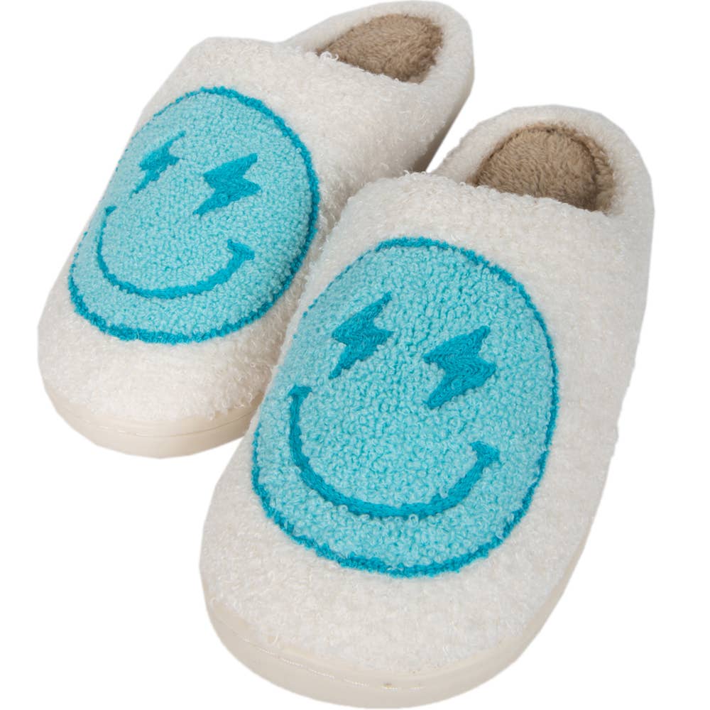 DOORBUSTER Turquoise Lightning Happy Slippers