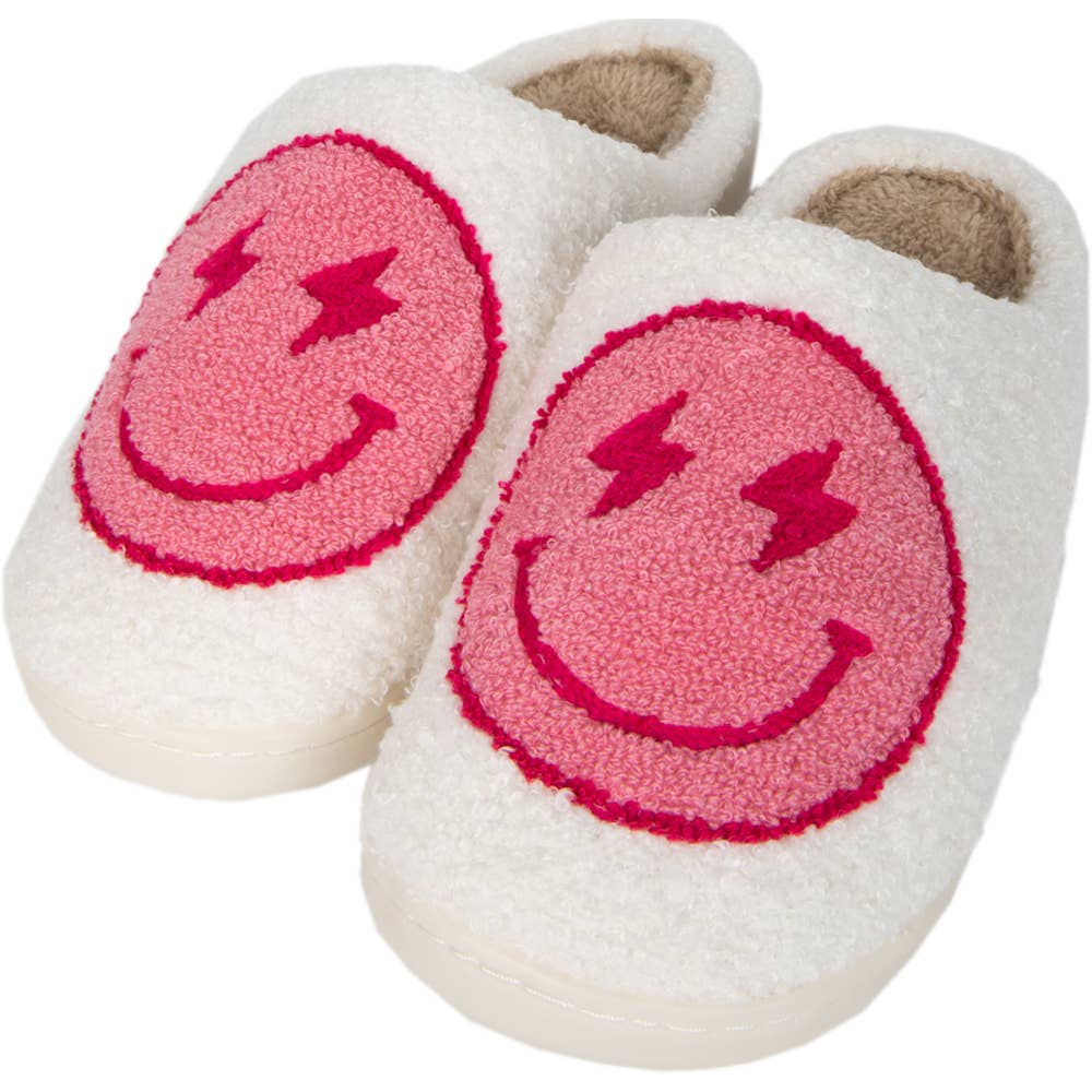 DOORBUSTER Hot Pink Lightning Happy Slippers