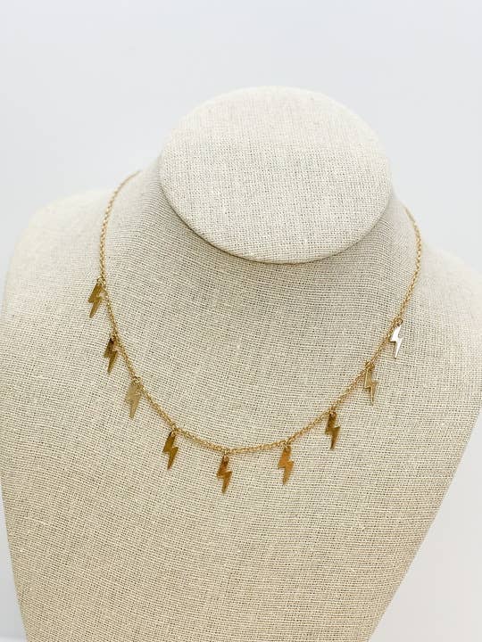 Lightning Bolt Dangle Chain Necklace - Gold