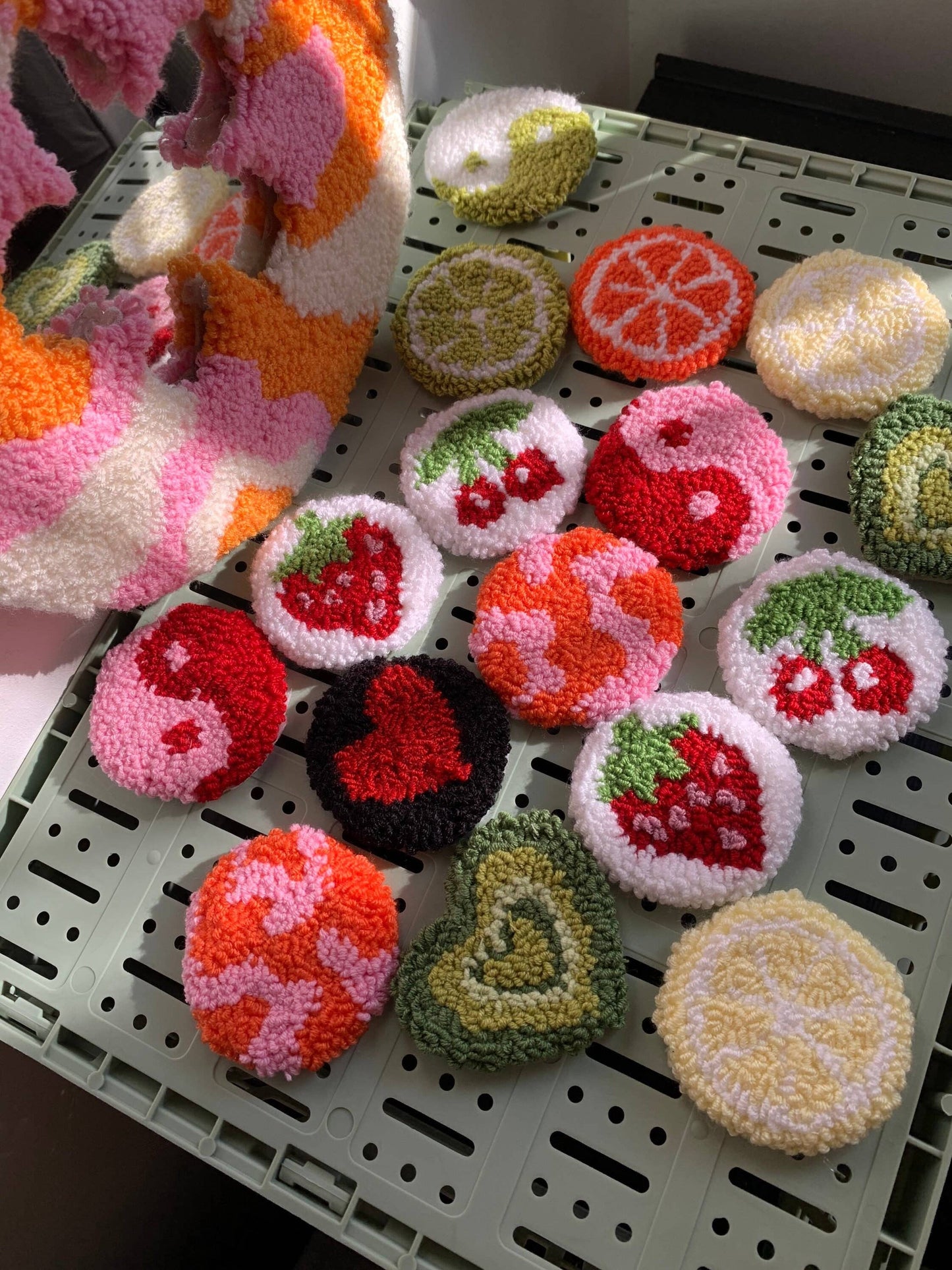 Punch Needle Car Coasters Set