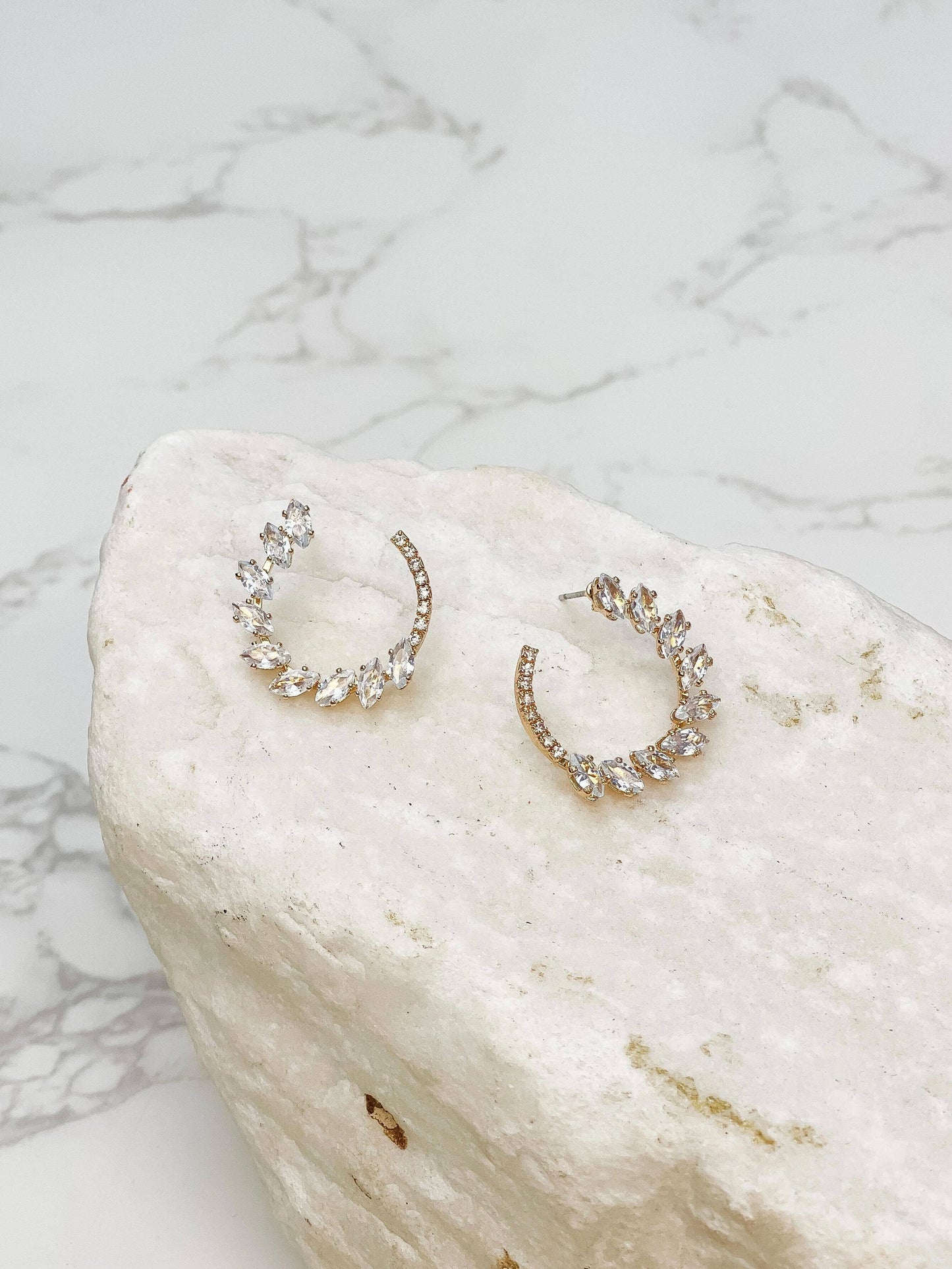 Glitzy Cubic Zirconia Hoop Earrings