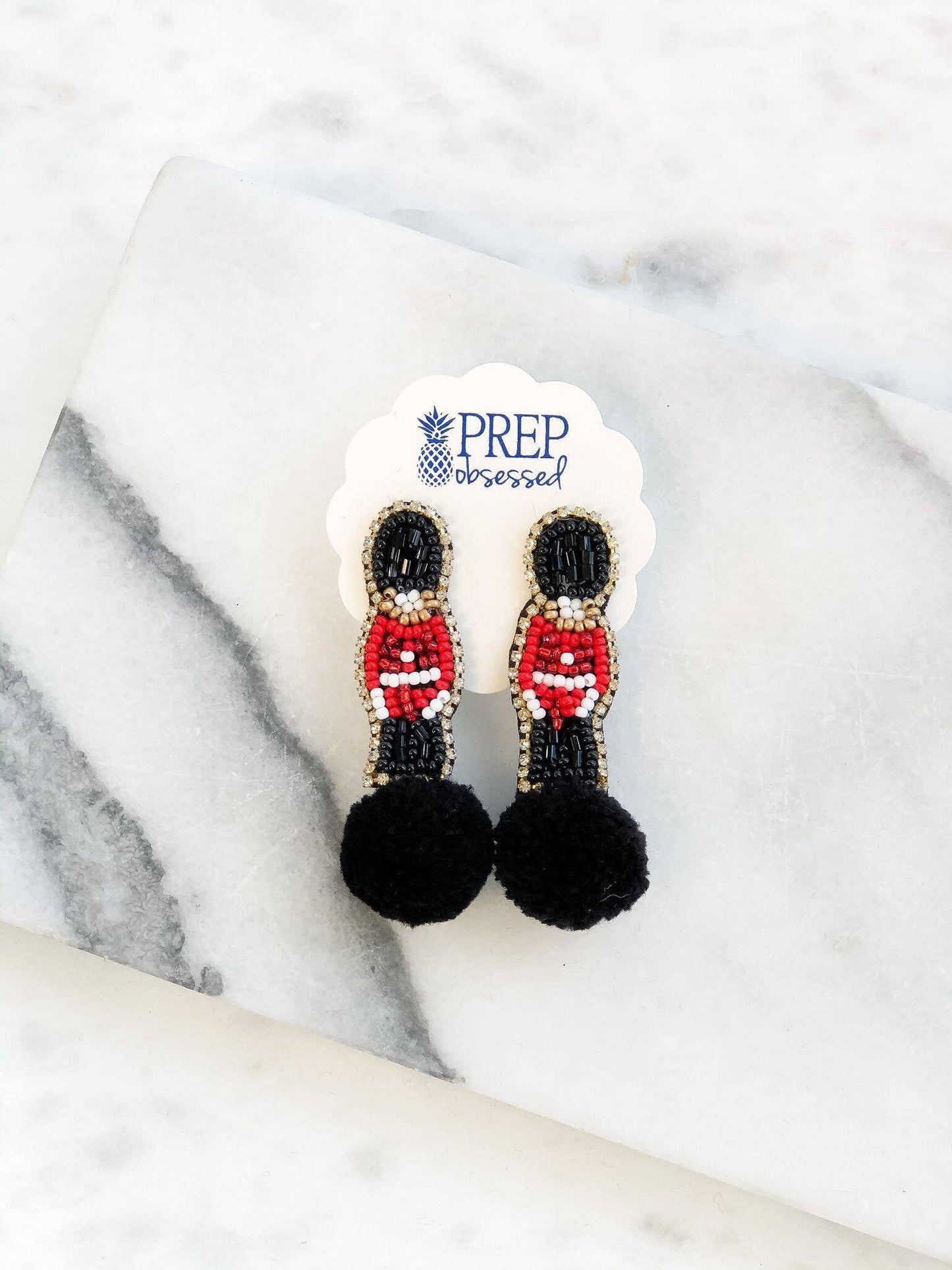 Beaded Toy Solider Statement Earrings