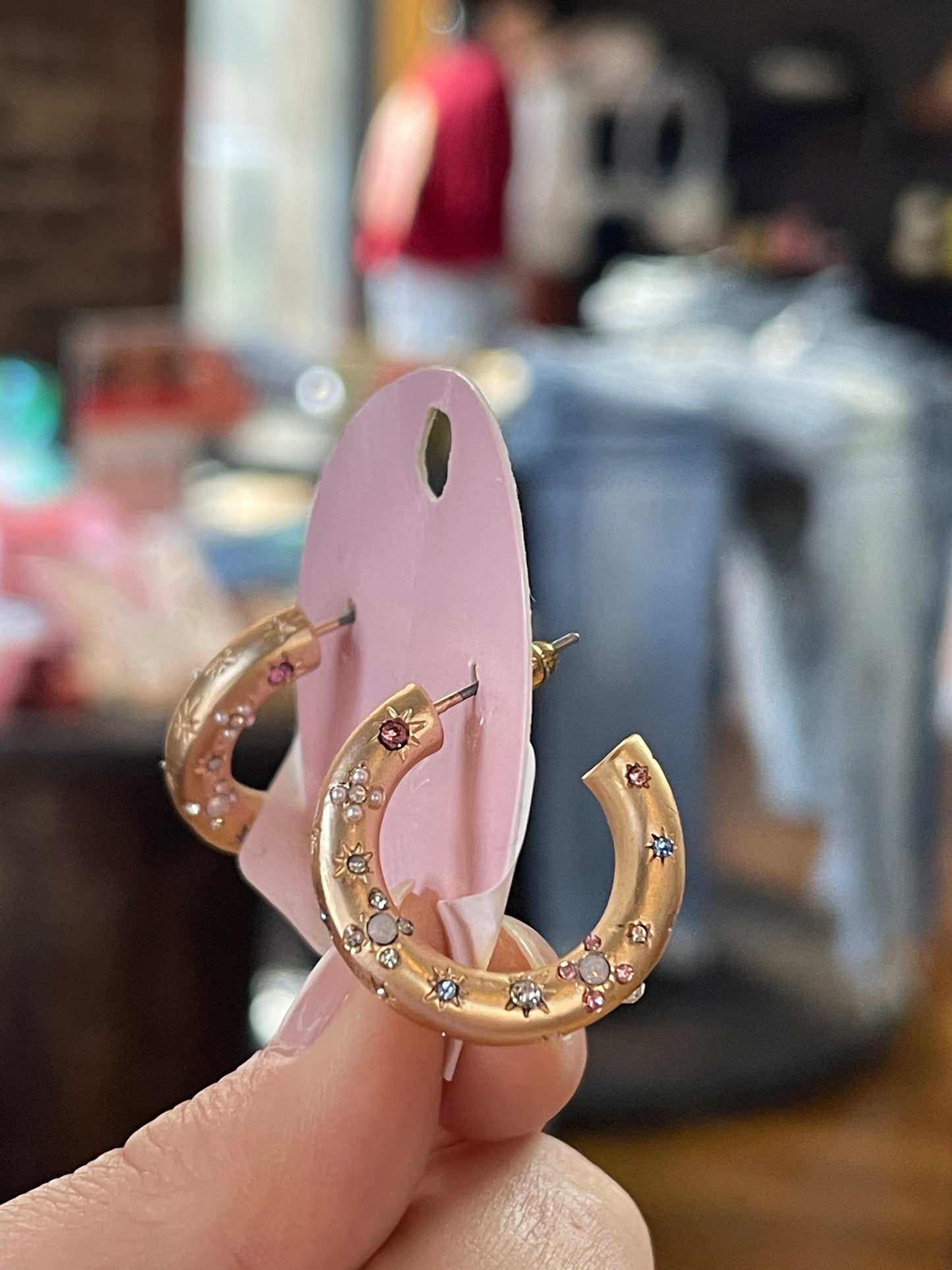 Pave Metallic Hoop Earrings