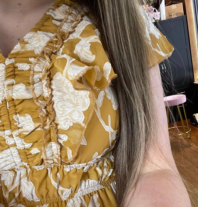 Golden floral Maxi Dress