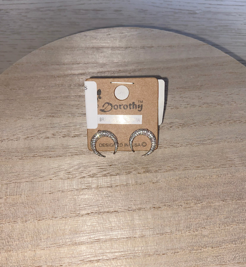 Crystal Moon Stud Earrings