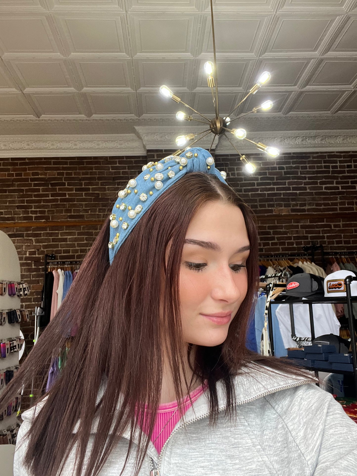 Denim Embellished Headband