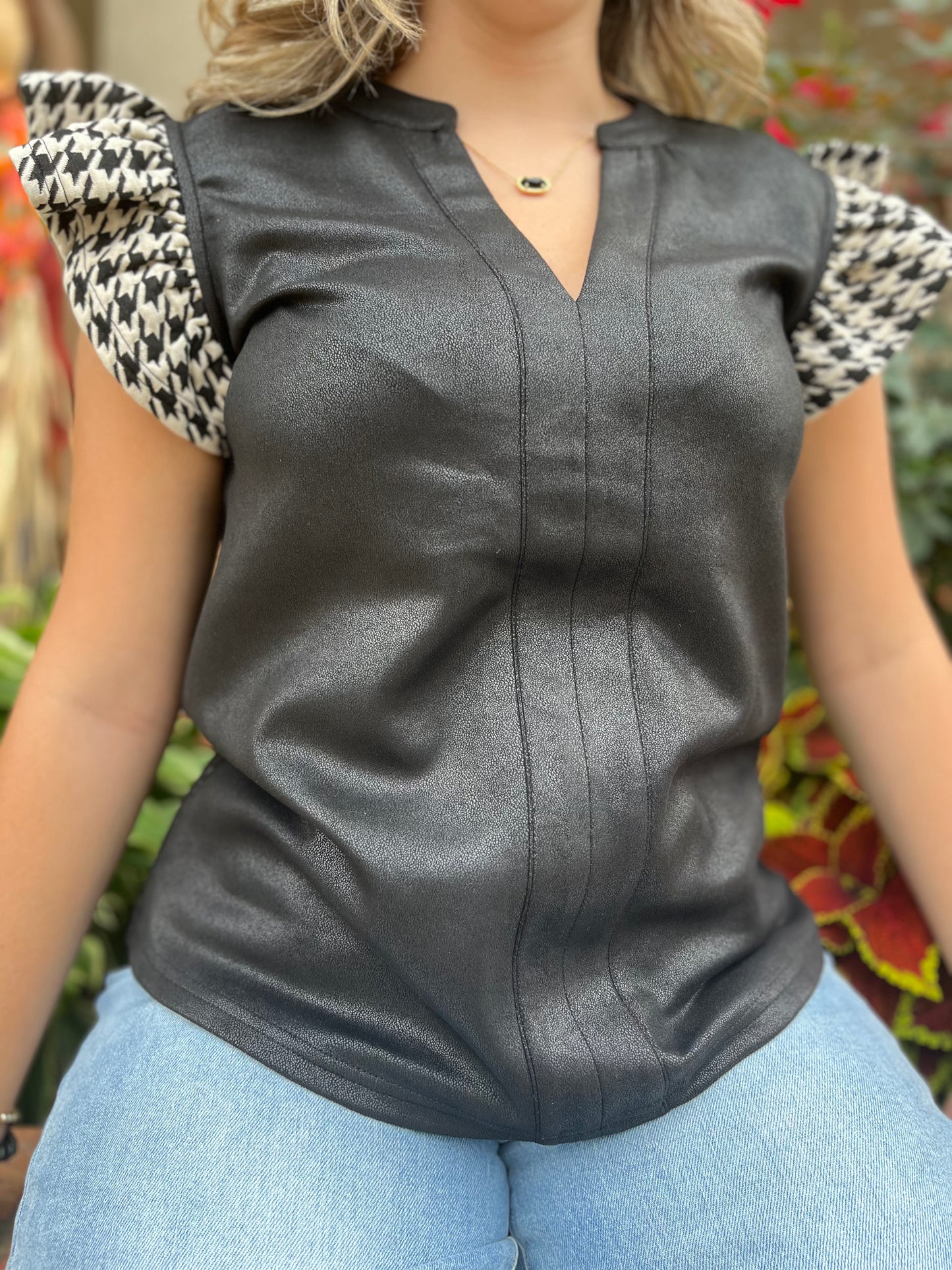 One & Only Houndstooth Blouse