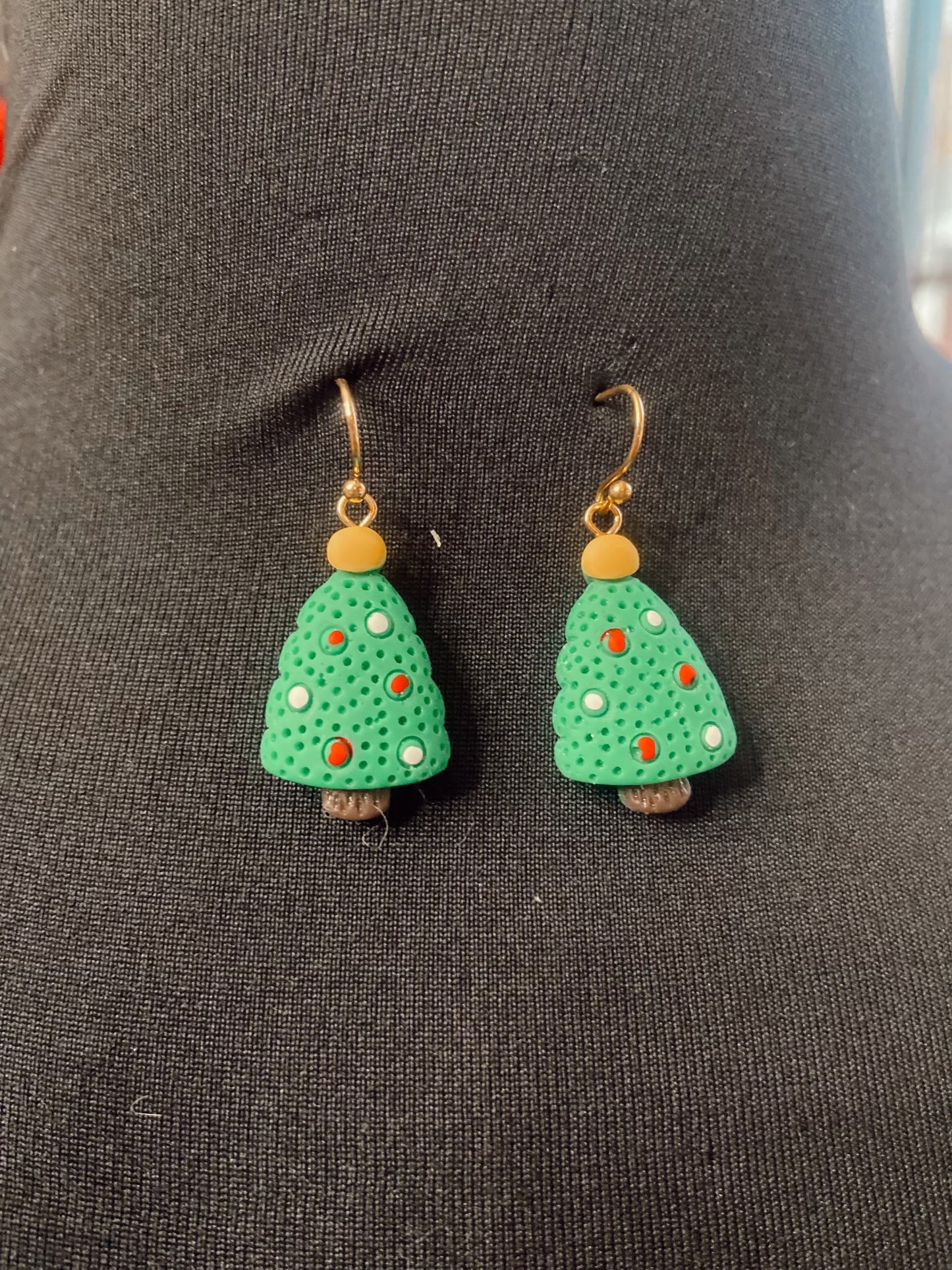 Clay Christmas Tree Earrings