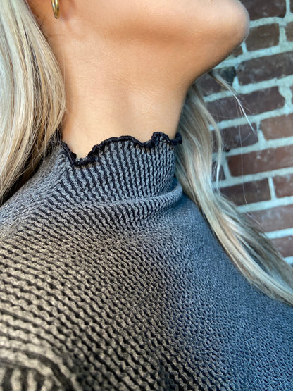 Blurred Line Mock Neck Top