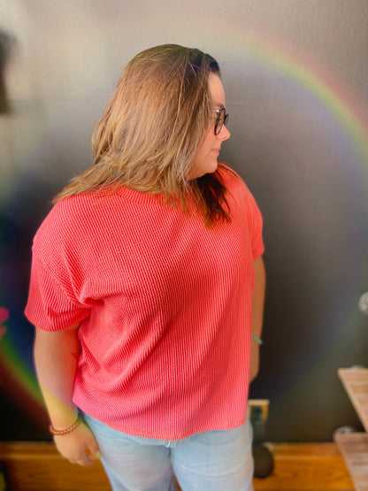 The Watermelon Ribbed Top
