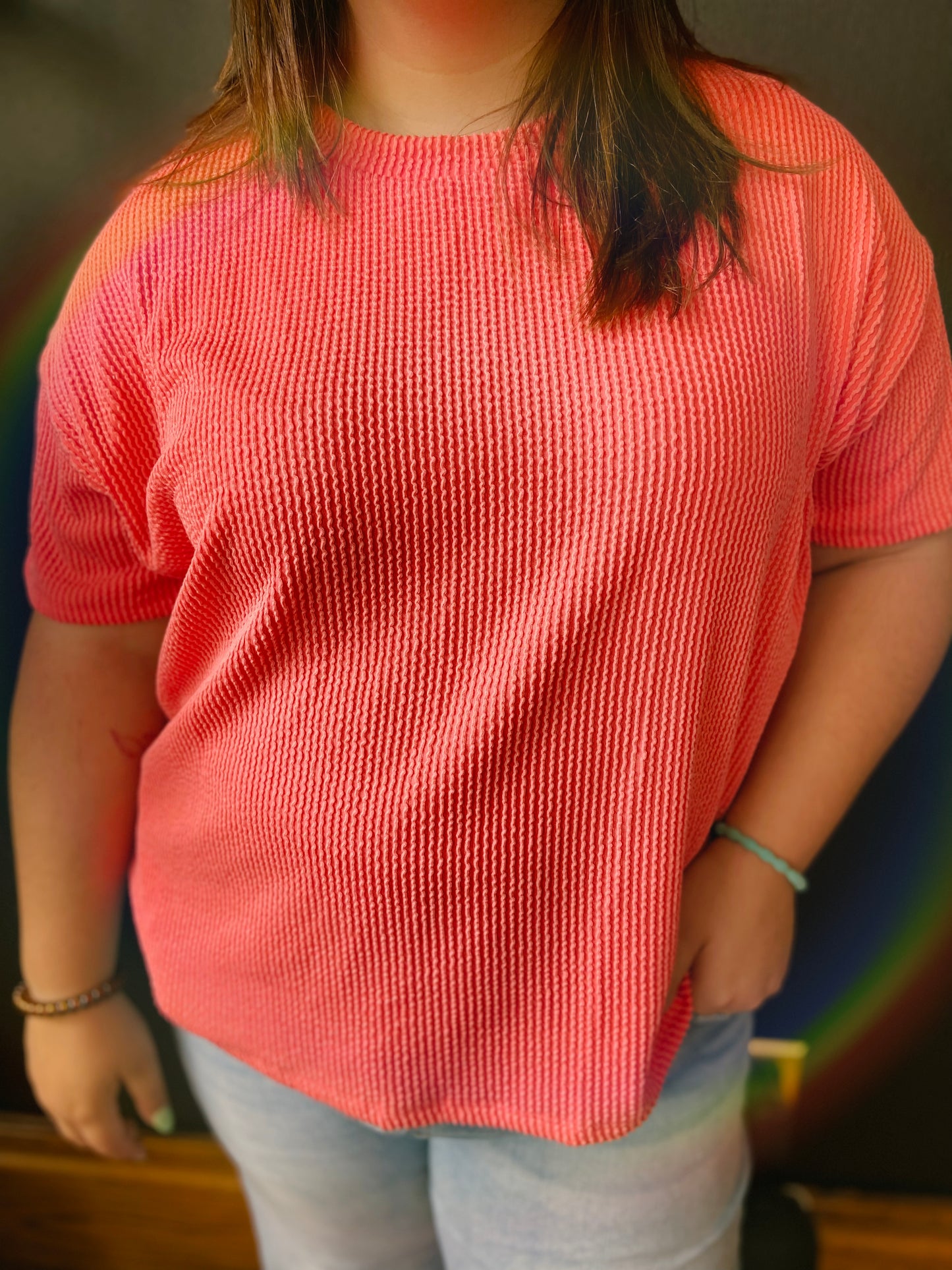 The Watermelon Ribbed Top