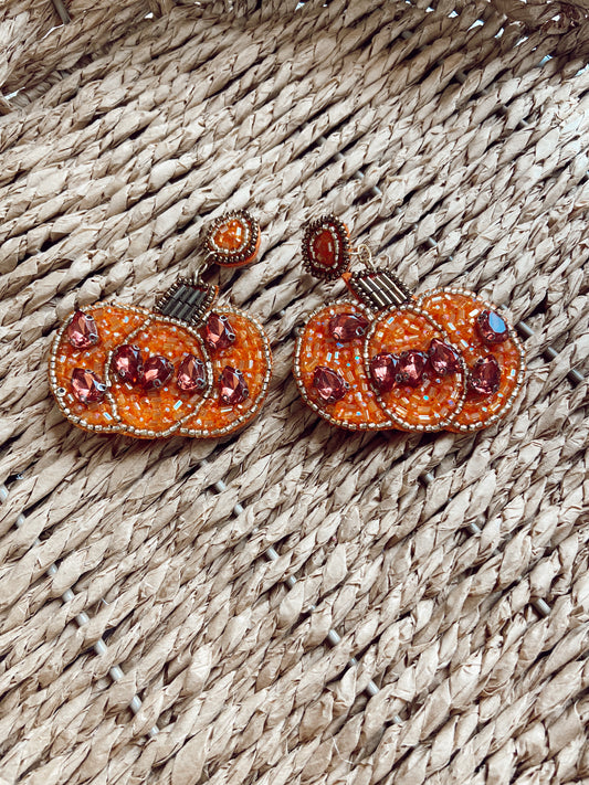 Bedazzled Pumpkin Earrings