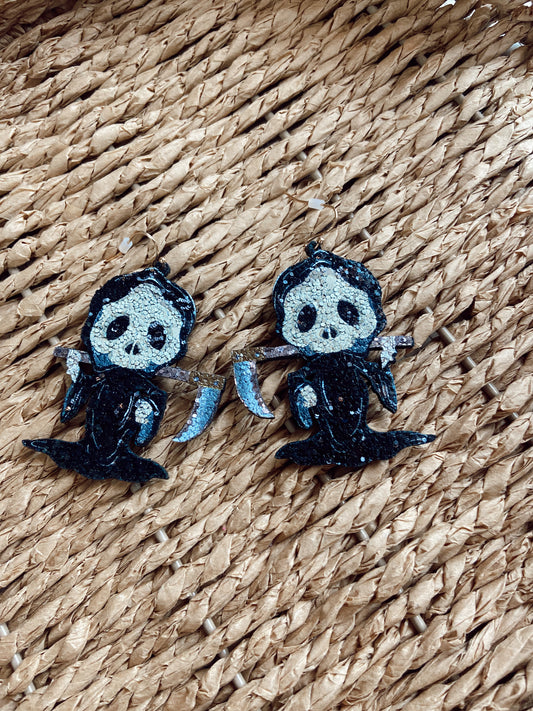 Grim Reaper Glitter Earrings