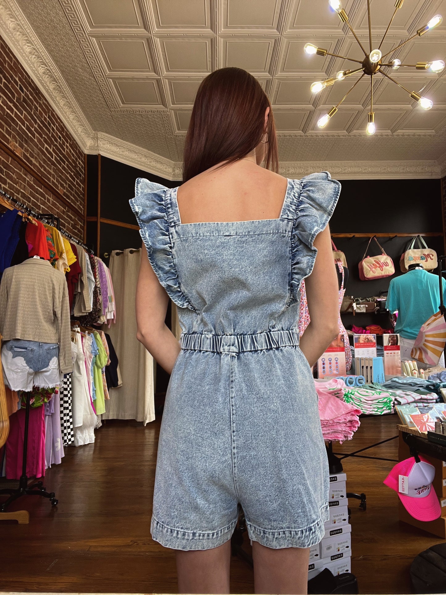 Let's Go Girls Denim Romper