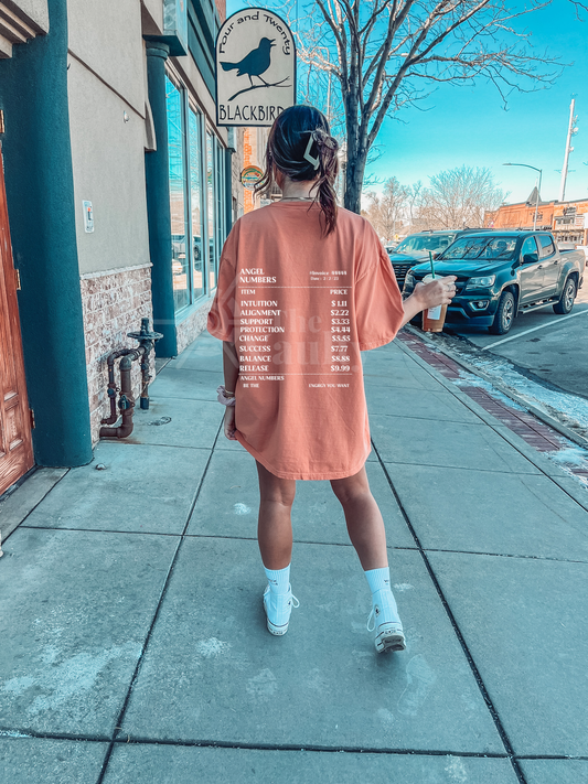 DOORBUSTER Angel Numbers | Terracotta Oversized Tee
