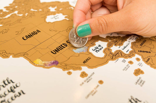 Scratch Your Travels Watercolor World Map w/ US States