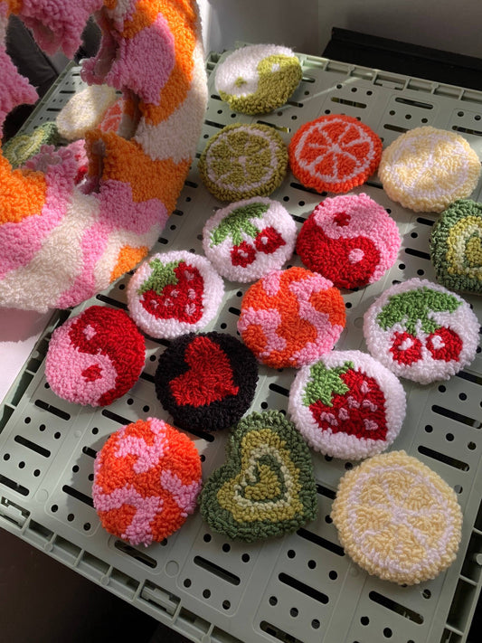 Punch Needle Car Coasters Set