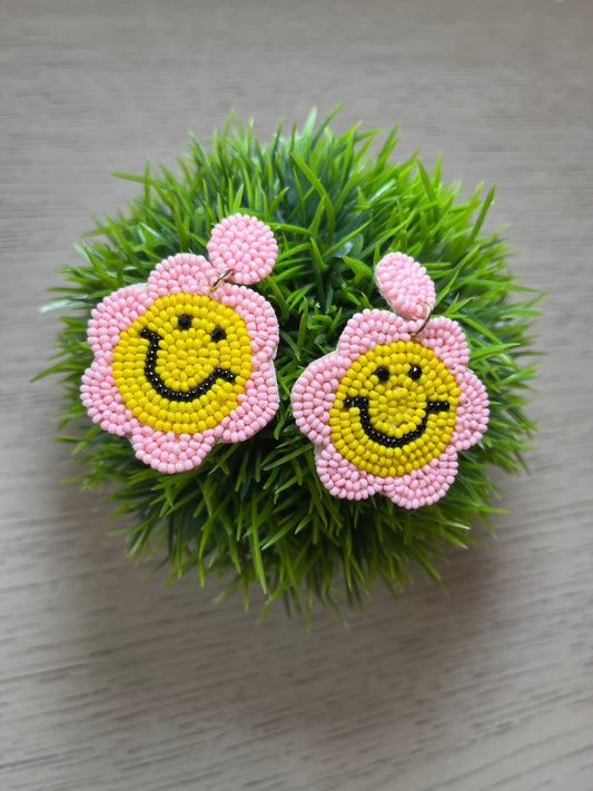 Daisy Smiley Beaded Earrings