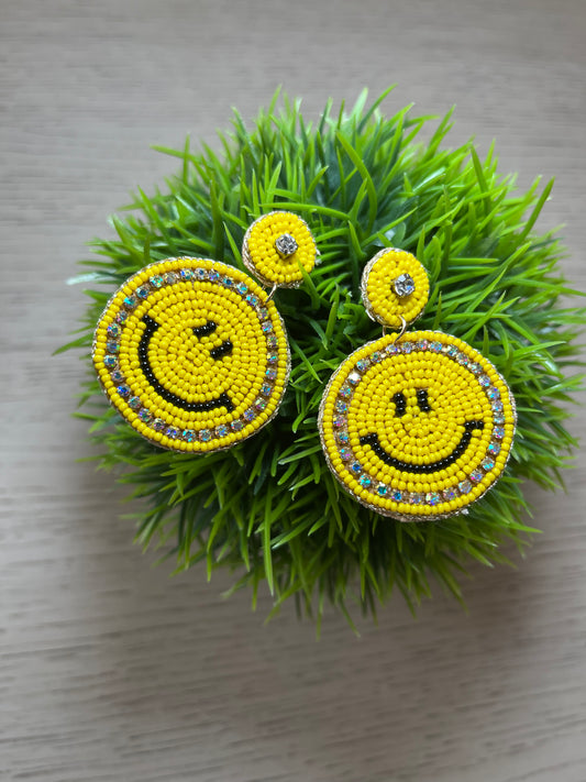 Crystal Smiley Beaded Earrings