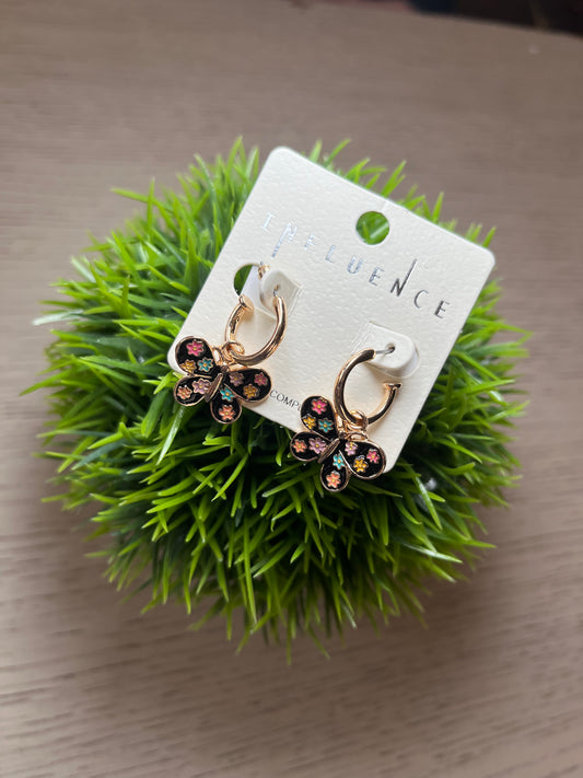 Butterfly Mini Hoop Charm Earrings