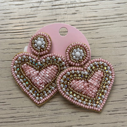 Beating Heart Beaded Dangle Earrings